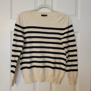 A.P.C. Wool Cashmere Striped Boat Neck Sweater